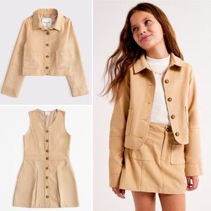 ABERCROMBIE Kids Faux Suede Button-Through Mini Dress Jacket Set Size 12/13 NWT